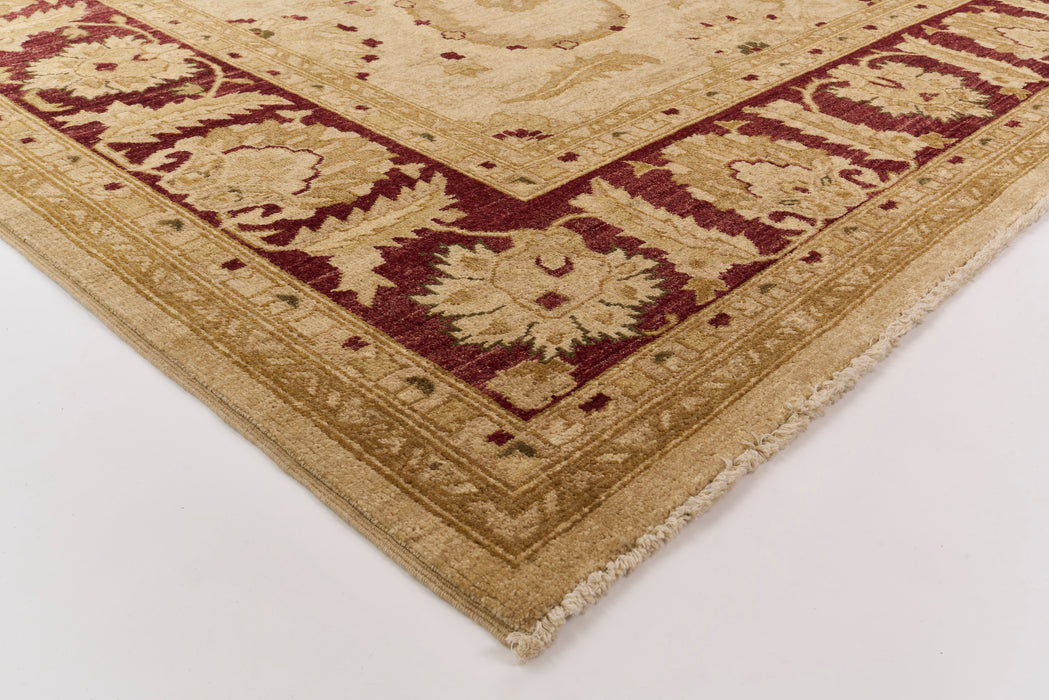 Chobi 9x12 Red Border Ivory Ghazni Wool