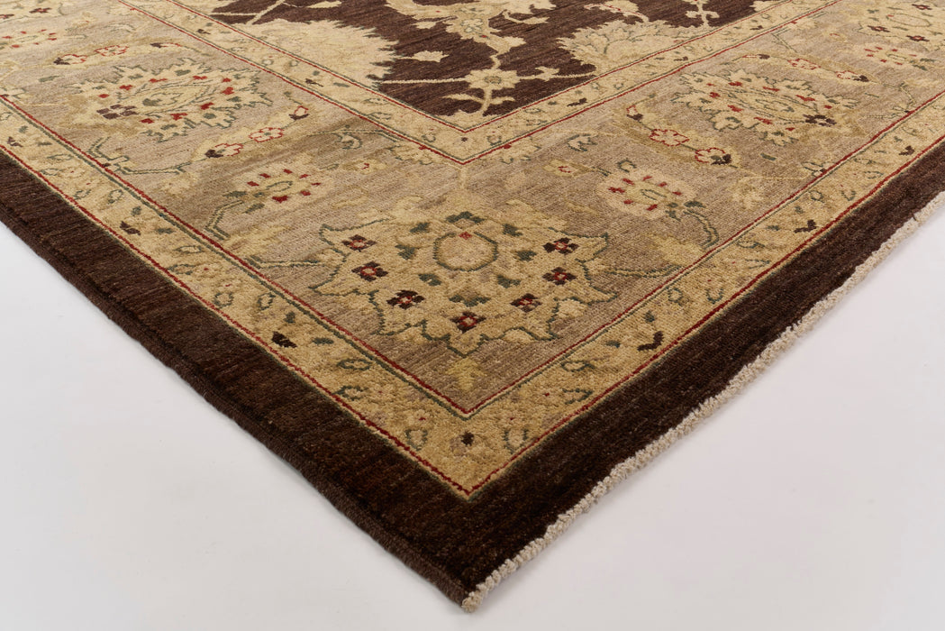 Chobi 9x12 Black Ivory and Grey Blue Ghazni Wool