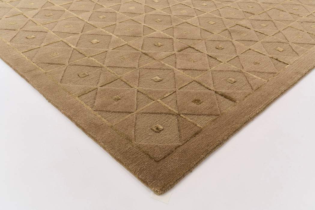 Almond 6x9 Gold/Dark Beige Wool and Silk
