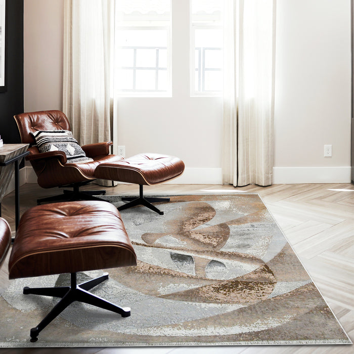 Mirage 5x7 Camel-Brown Silk and Wool