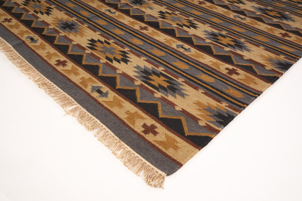 Kilim 6x9 Blue/Beige Wool