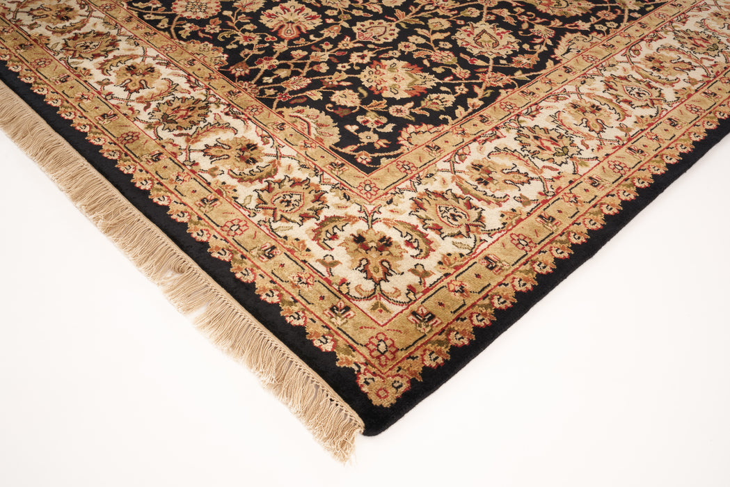 Indo Persian 6x9 Beige/Black Wool and Silk