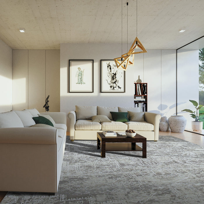 Intessa 8x10 Ivory-Grey Wool and Silk