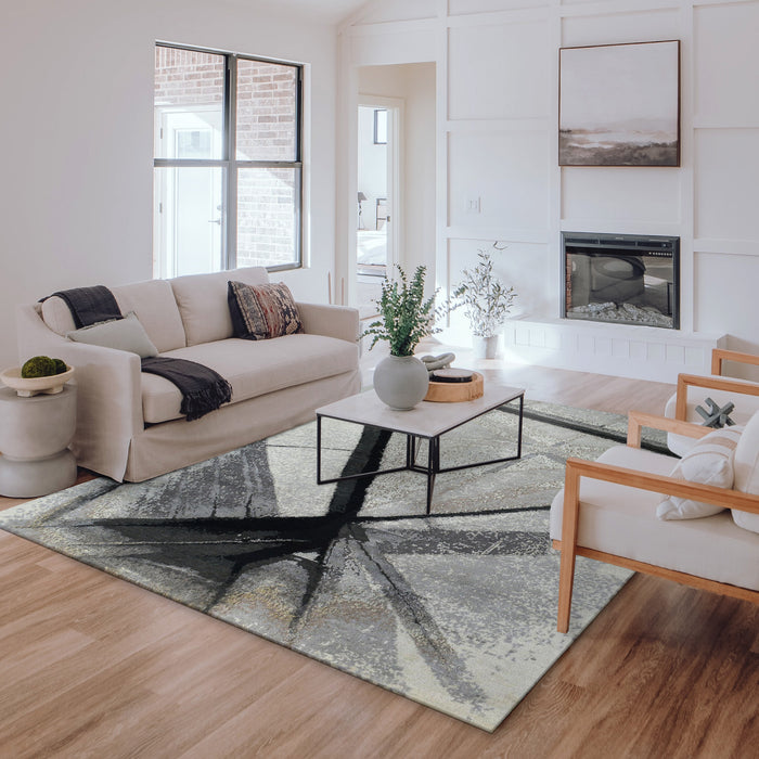 Enigma Rug Enigma No.3 Black Wool and Silk Embossing — Indo Designer Rugs