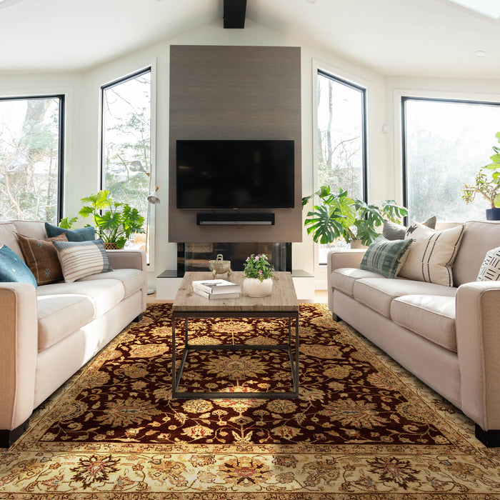 6x9 Indo Persian Brown/Ivory Wool