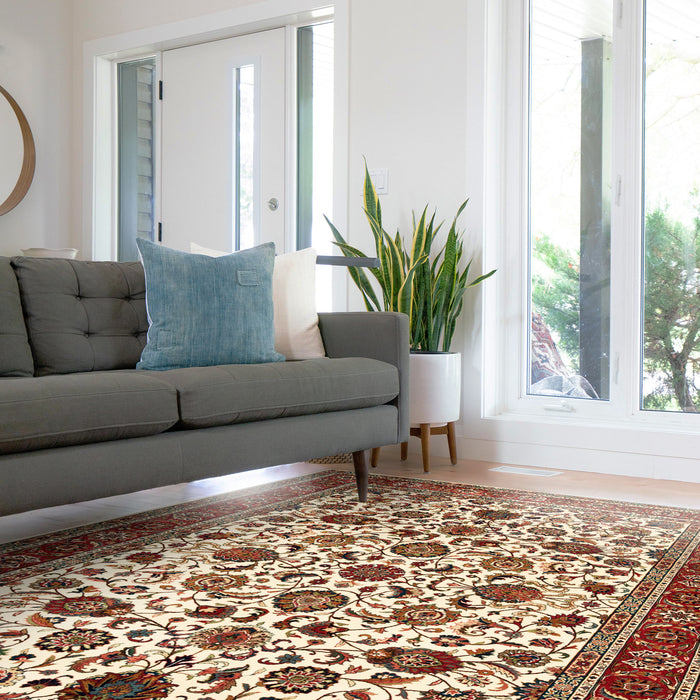 Indo Tabriz 6x9 Ivory/Rust Wool