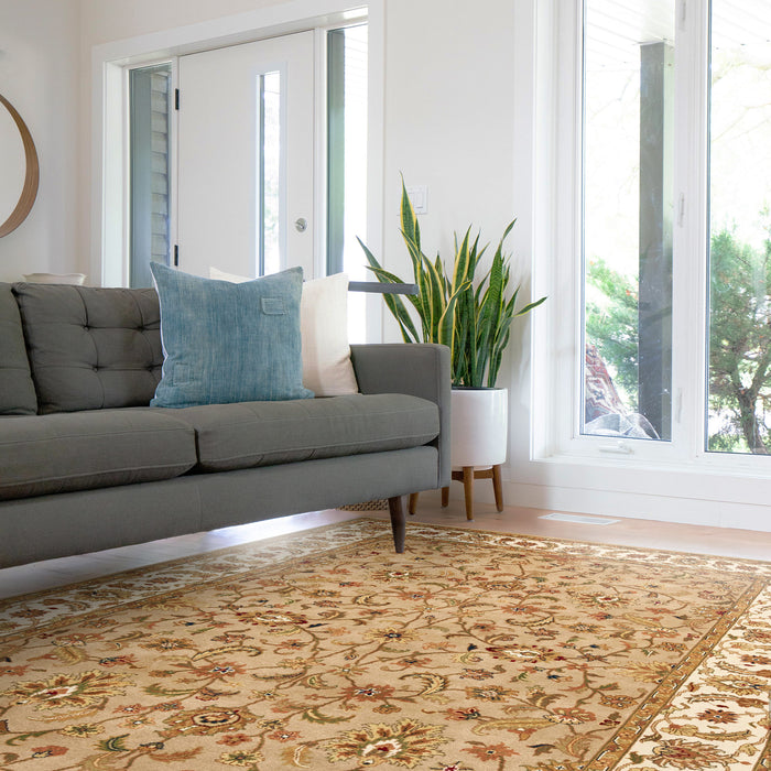 Indo Persian 6x9 Camel/Beige Wool and Silk