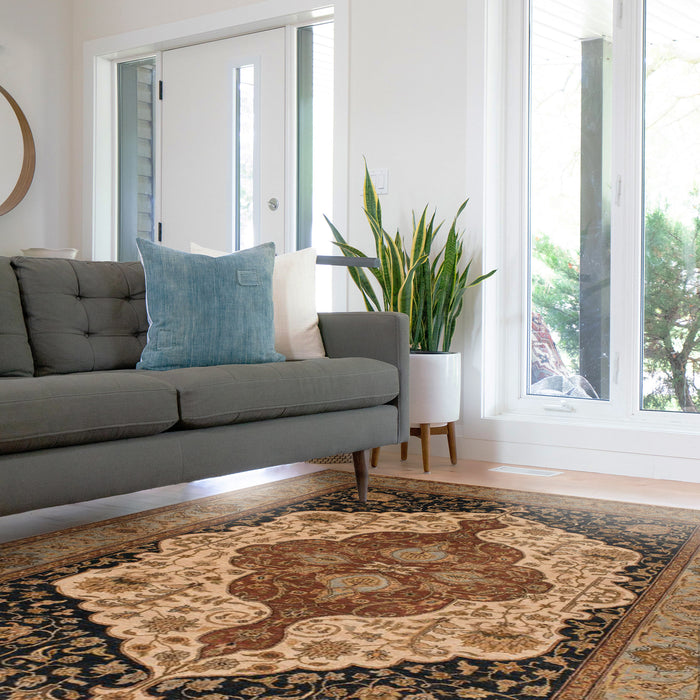 Elegance 6x9 Ivory-Blue Wool