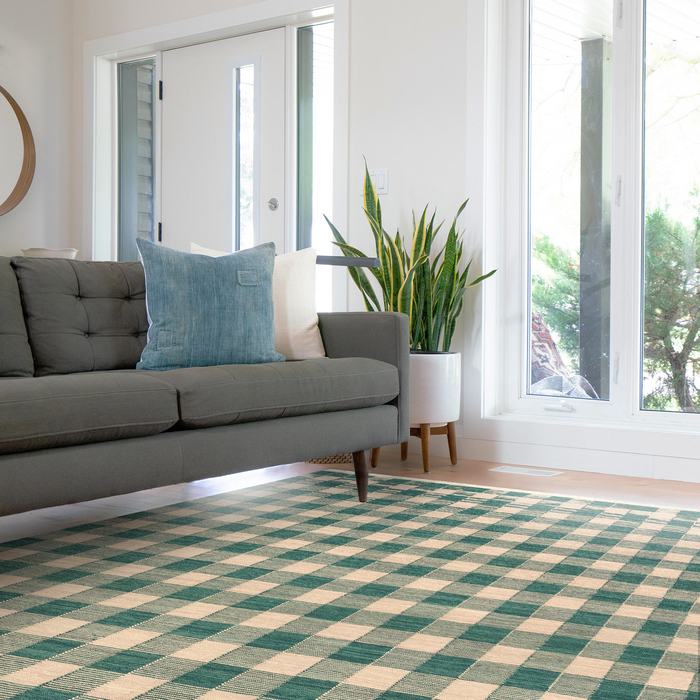 4x6 Check Blue/Beige Wool B