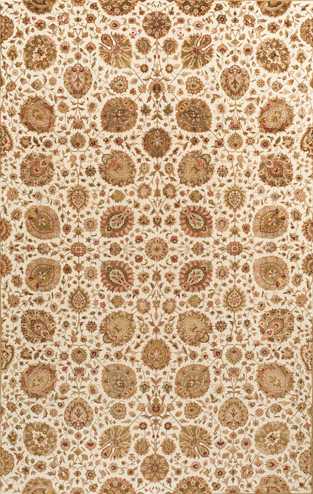 Enchante Indo Persian 8x10 Ivory/Beige/Black Wool and Silk
