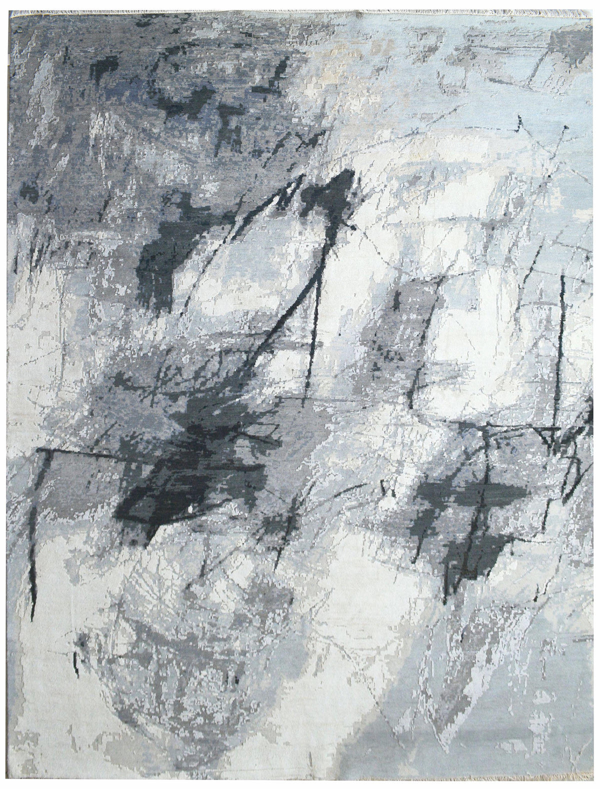 Eureka 9x12 Grey/Blue/Ivory Wool and Silk — Indo Designer Rugs