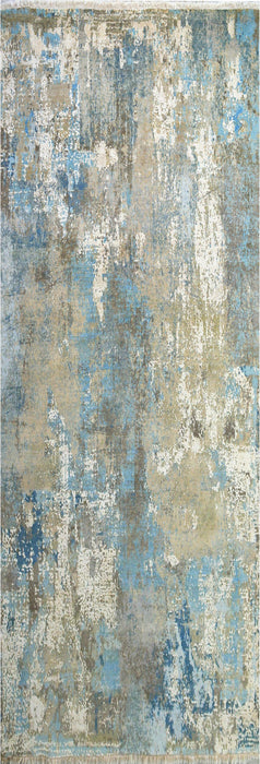 Alchemy 3x10 Runner Grey and Blue Wool and Silk