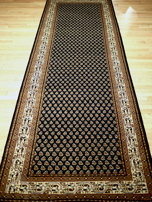 Mir 2.05x8 Runner Black/Cream Wool with Silk Touch.