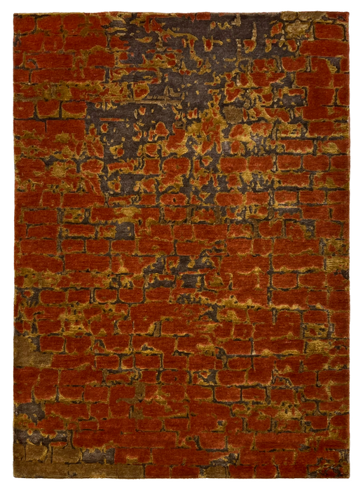 Brick 5x7 Red/Grey Wool and Bamboo Silk.