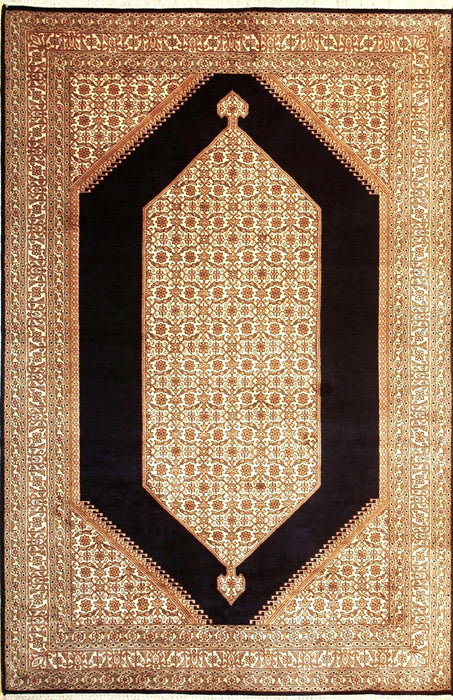 Kashan 4x6 Dark Navy/Gold Silk on Silk.