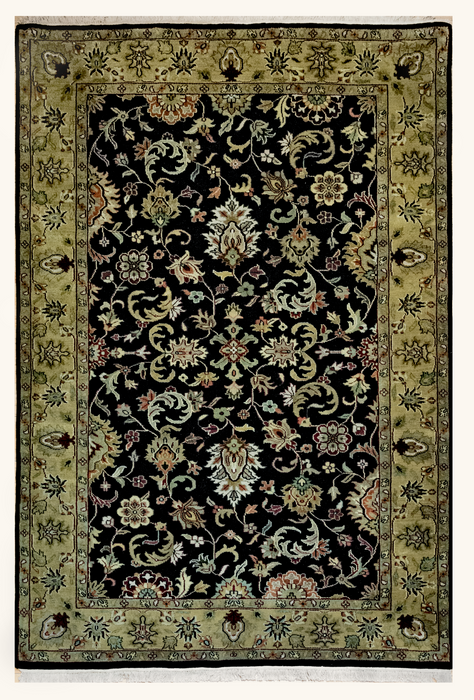 Indo Persian 5x7 Black and Gold Wool
