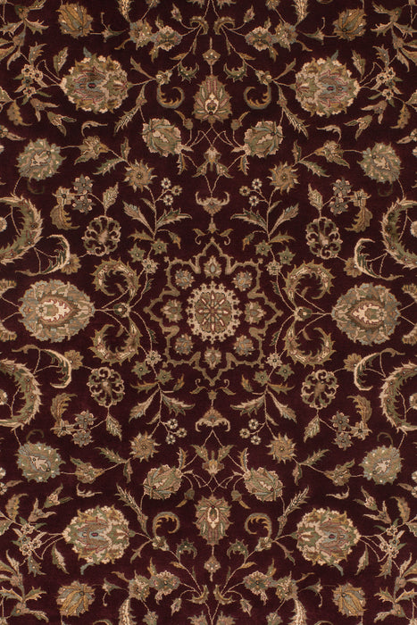 Indo Persian 5x7 Burgundy/Ivory Wool and Silk Embossed