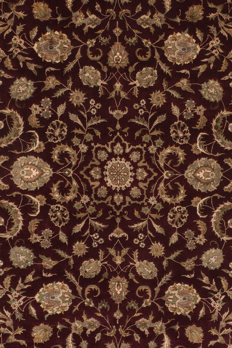 Indo Persian 5x7 Burgundy/Ivory Wool and Silk Embossed