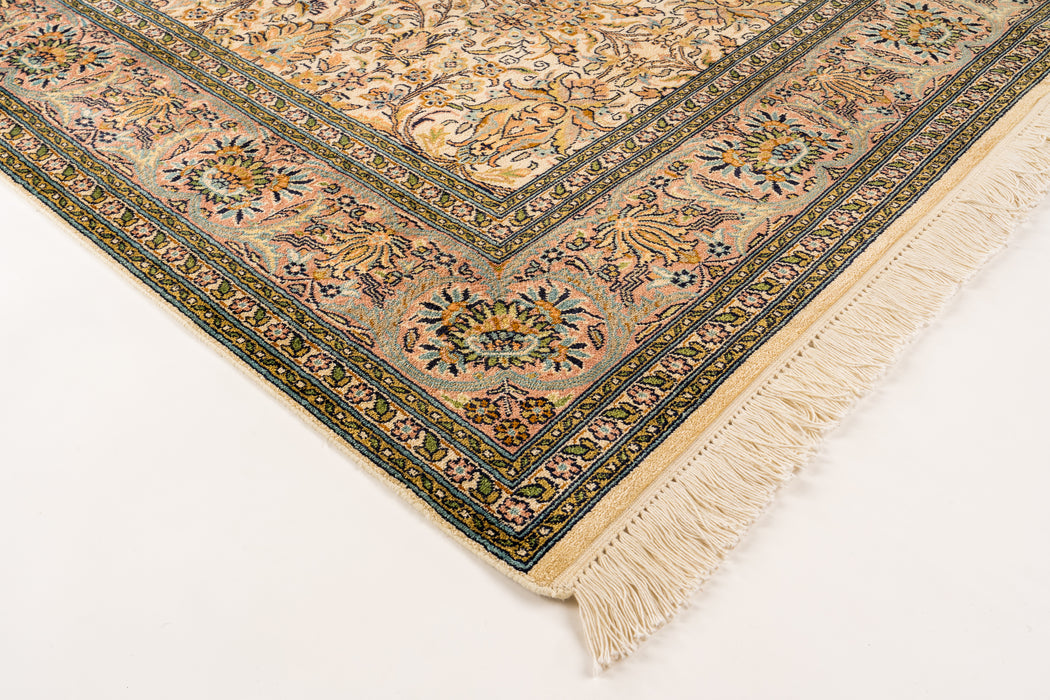 Kashan 6x9 Silk Ivory/Light Blue