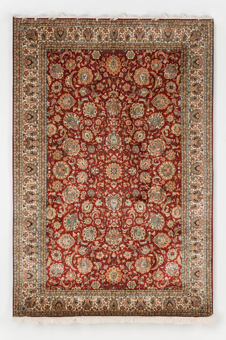 Kashan 6x9 Silk Red Ivory