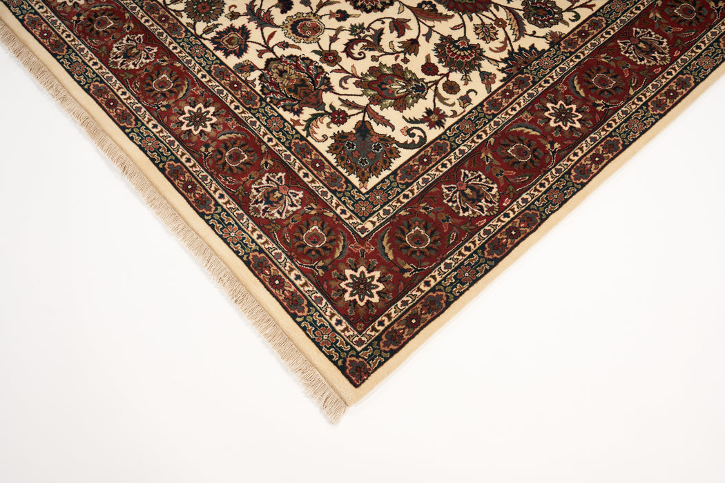 Indo Tabriz 6x9 Ivory/Rust Wool