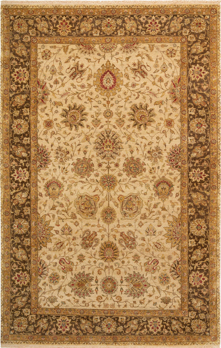 6x9 Indo Persian Ivory/Brown Wool