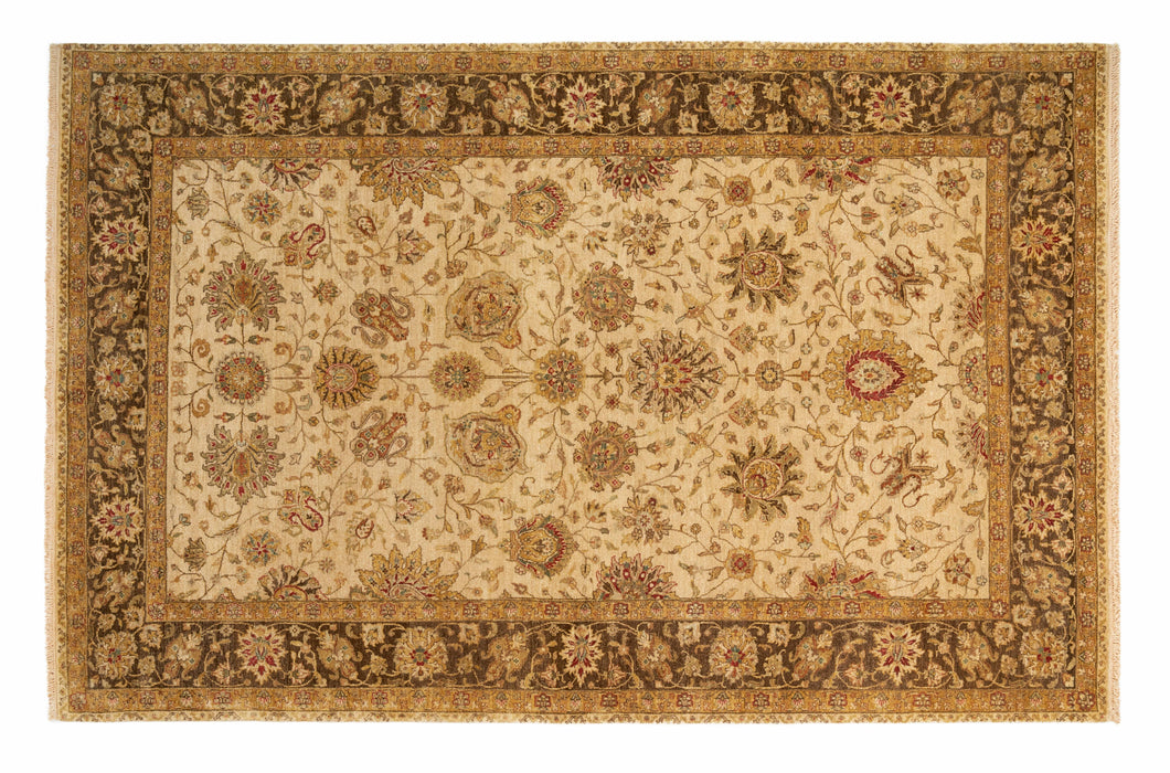 Indo Persian 6x9 Ivory/Brown Wool