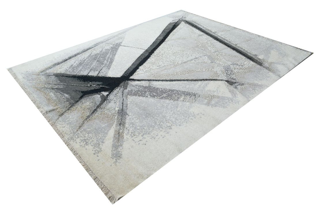 Enigma Rug Enigma No.3 Black Wool and Silk Embossing — Indo Designer Rugs