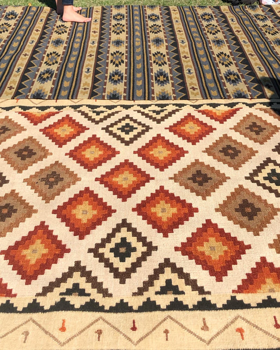 Kilim 6x9 Blue/Beige Wool