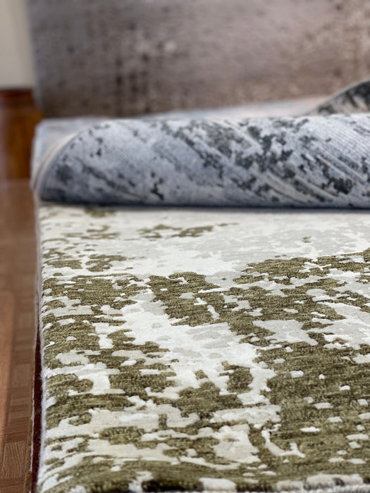 Marble 8x10 Olive/Taupe Wool and Bamboo Silk