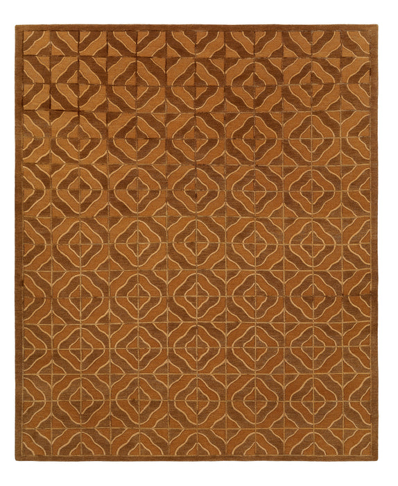 Geometric 6x9 Brown Wool and Silk