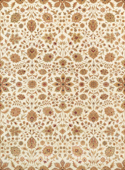 8x10 Indo Persian Beige/Dark Blue Wool and Silk