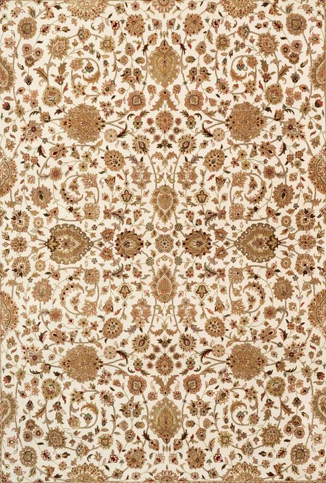 8x10 New Isfahan Beige/Black Wool and Silk