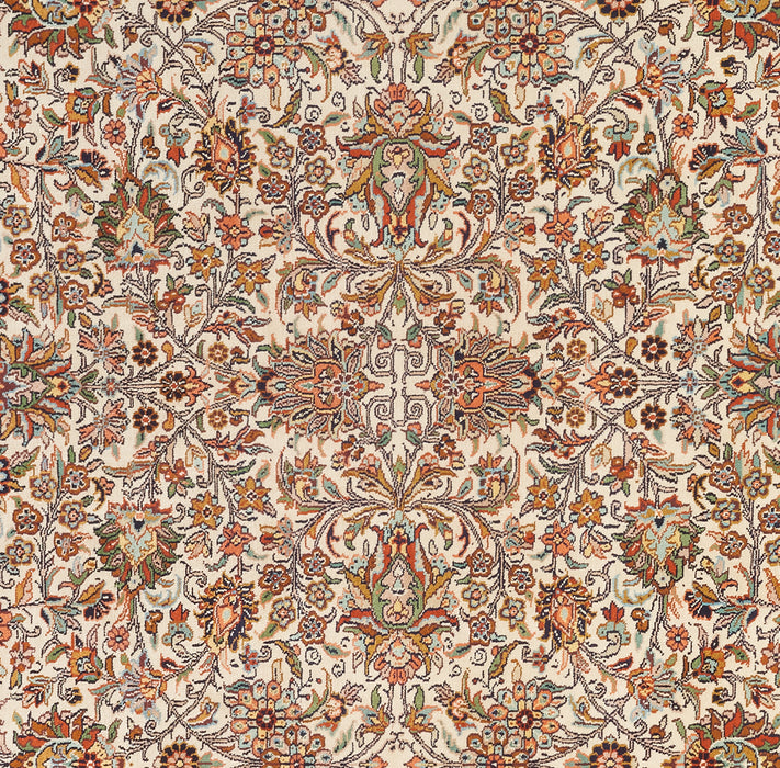 8x10 Kashan Silk Ivory / Light Brown
