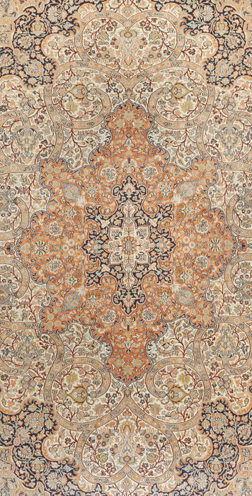 9x12 Kashan All Over Silk Ivory/Rust