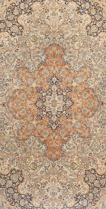 9x12 Kashan All Over Silk Ivory/Rust