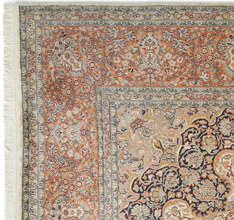 9x12 Kashan All Over Silk Ivory/Rust