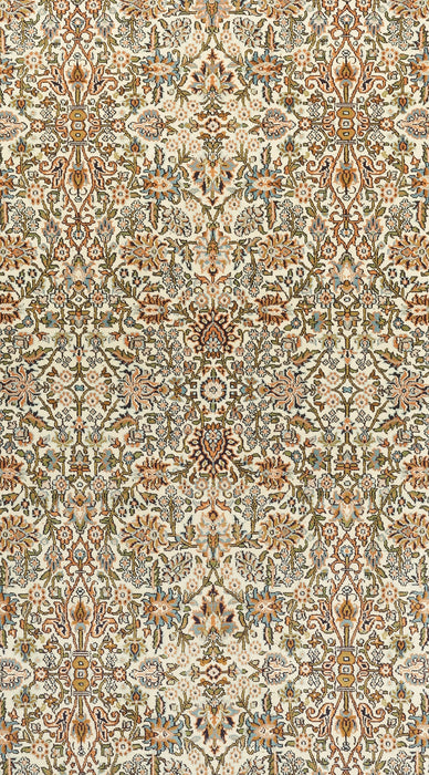 8x10 Kashan Silk Ivory, Black and Rust