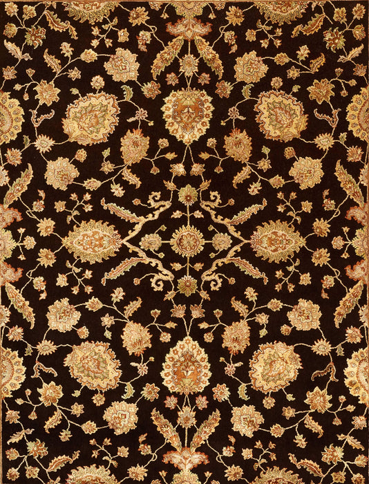 8x10 Kashmir Collection Brown/Sand Wool and Silk Embossed