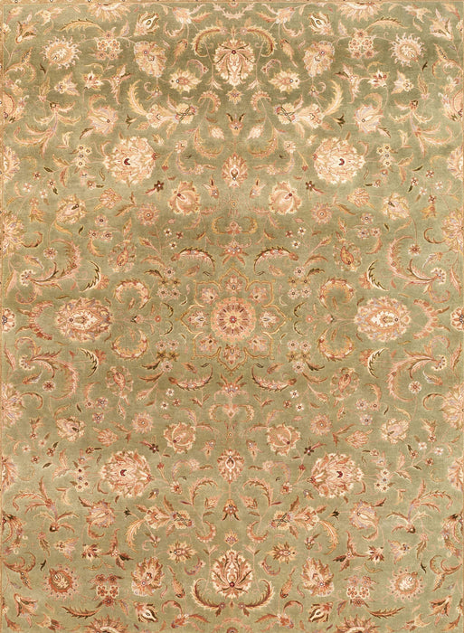 Agra 8x10 Beige/Light Green Wool and Silk