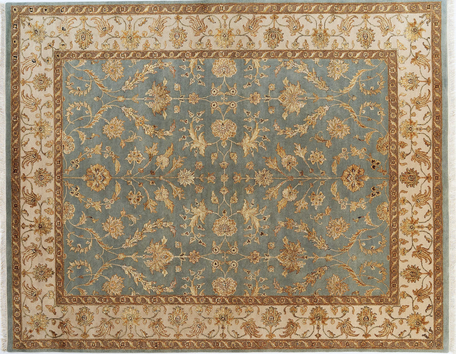8x10 Reflections Light Blue/Ivory Wool and Silk Embossed.
