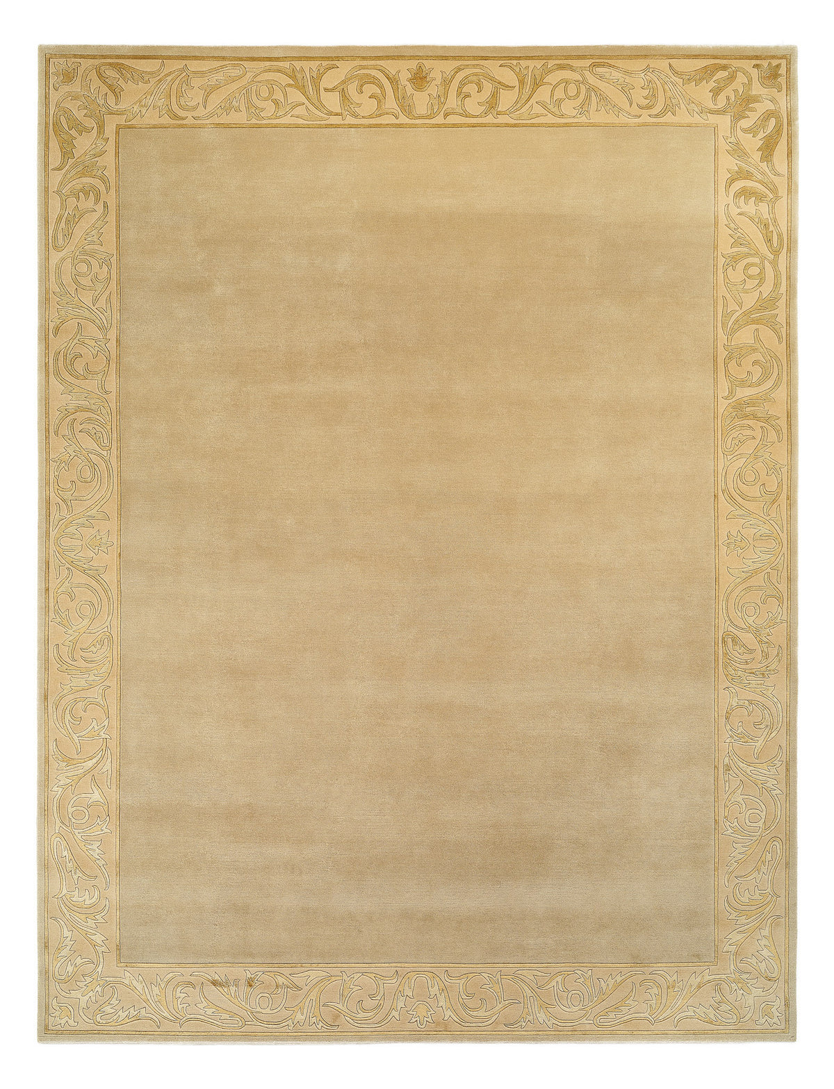 9x12 Taj Gold Border Wool and Silk — Indo Designer Rugs
