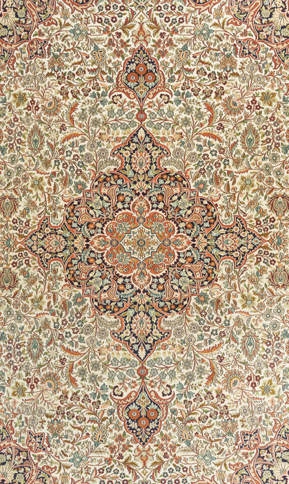 9x12 Kashan Silk Ivory / Light Brown