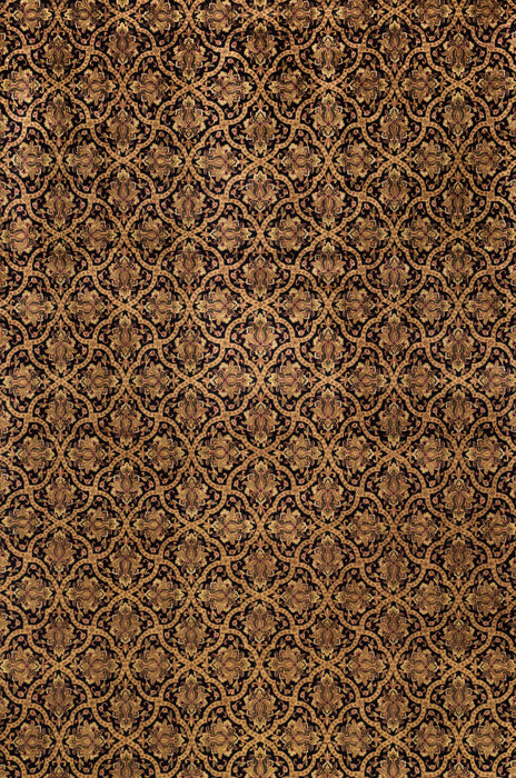 8x10 Indo Persian Black/Gold Wool New Zealand Wool