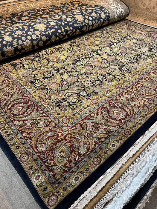 9x12 Indo Persian Black and Burgundy Wool