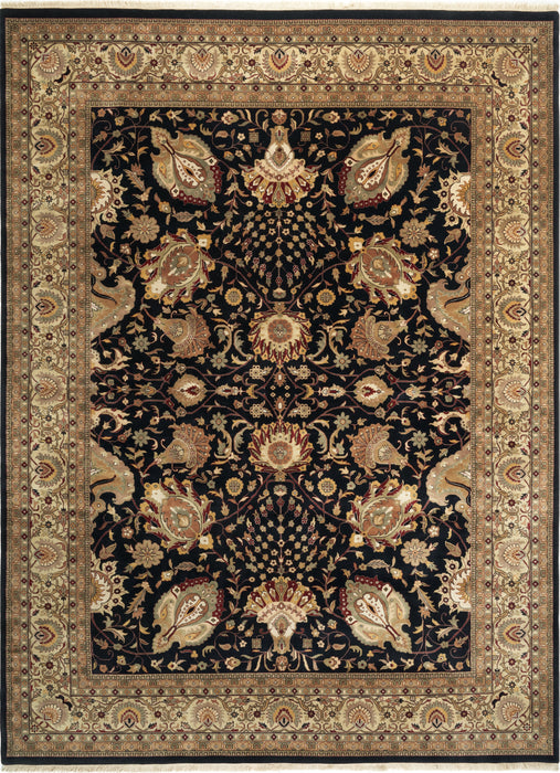 9x12 Indo Persian Mashad Black/Beige Wool