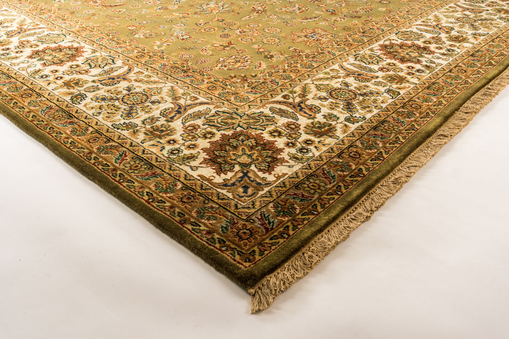 9x12 Indo-Persian Benares Green/Cream Wool