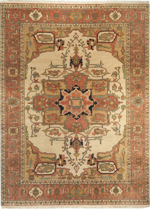 Indo Persian 9x12 Serapi Beige/Rust Wool