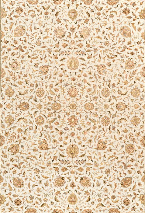 Indo-Persian Kashan 9x12 Beige/Olive Green Wool and Silk