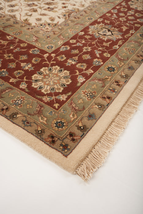 9x12 Bakhtyar Beige/Rust/Ivory Wool and Silk